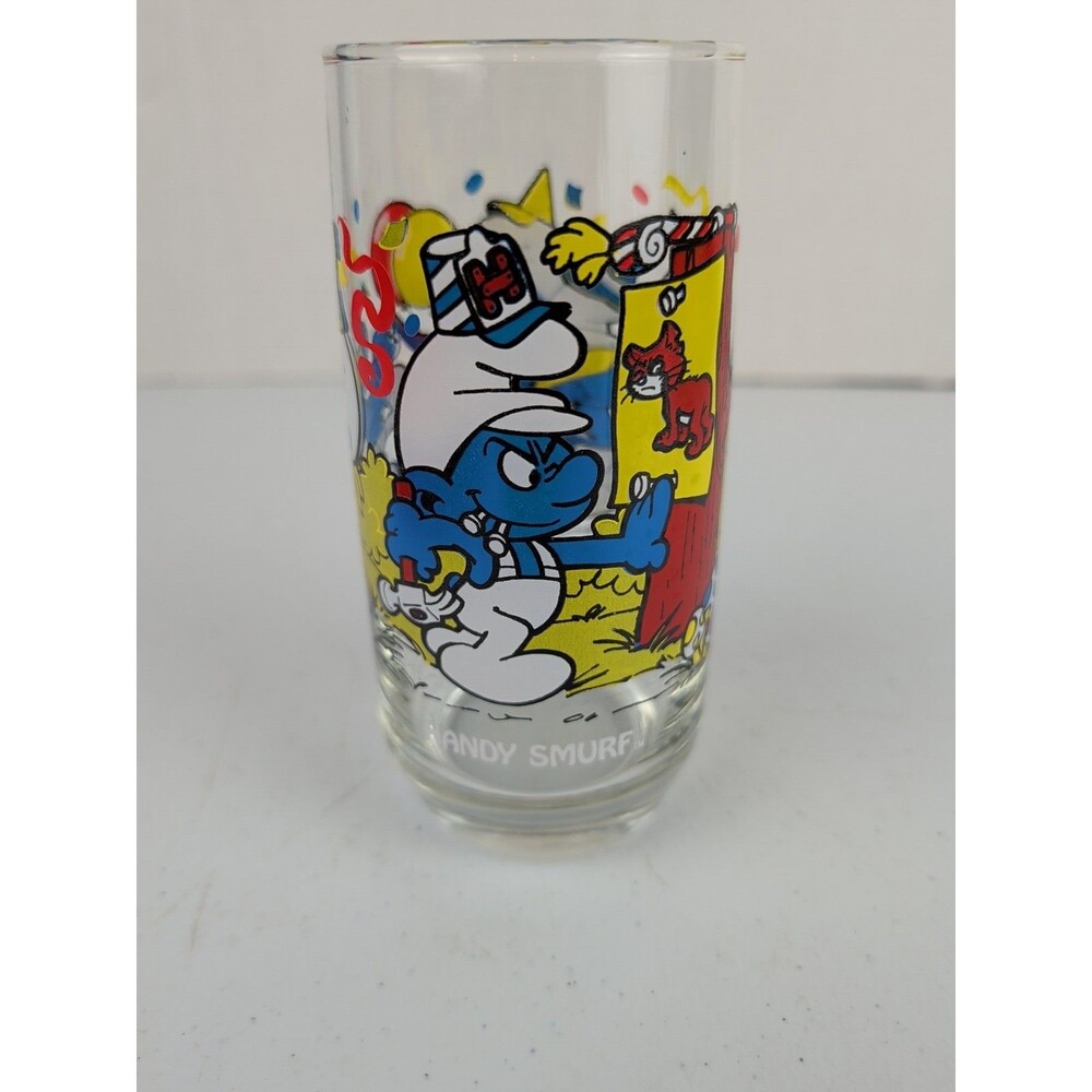 Handy Smurf Glass The Smurfs Promo Glass 1983 Peyo Wallace Berrie a